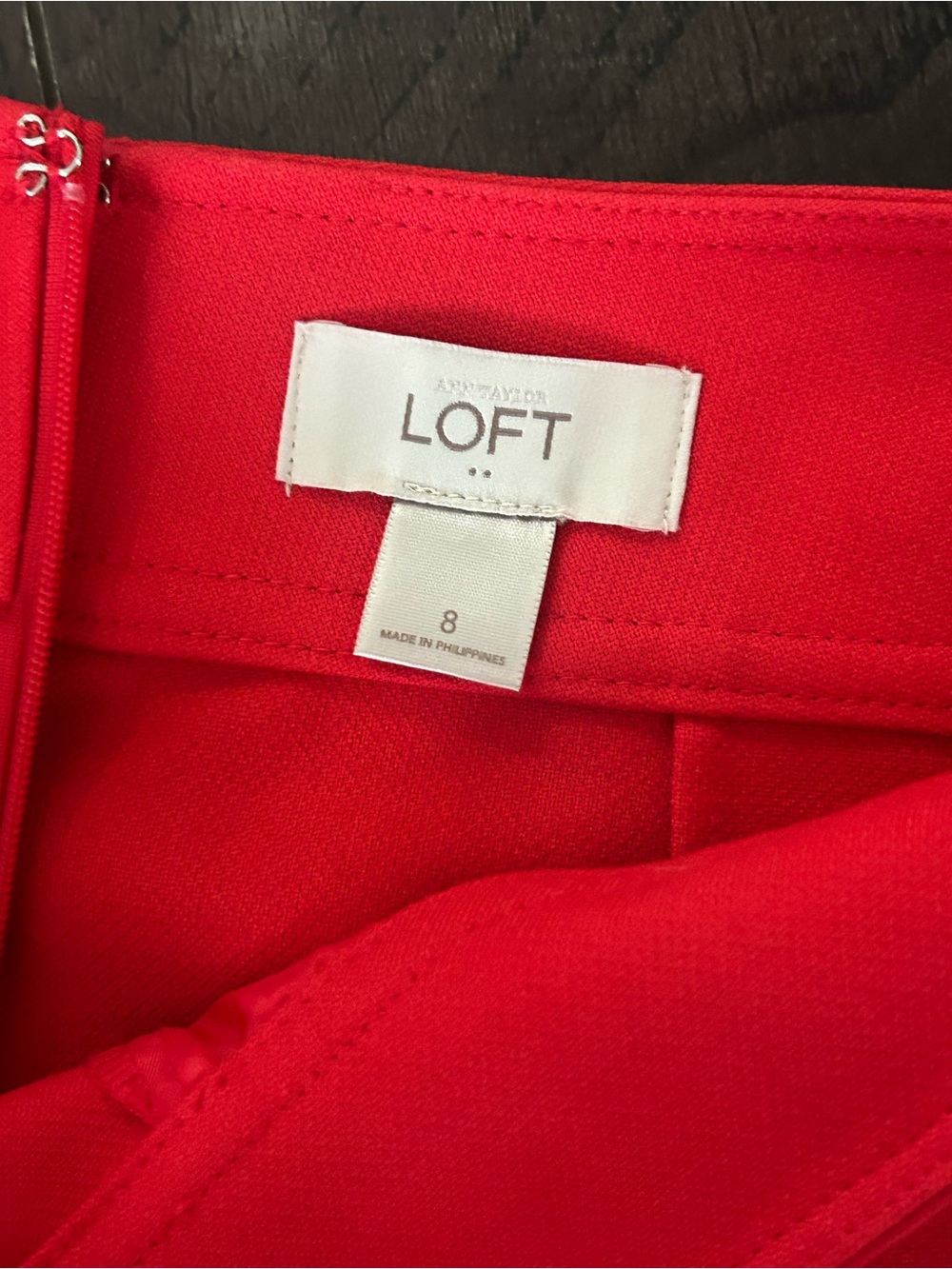 LOFT Bright Red Pleated-Front Skirt - Picture 4 of 5